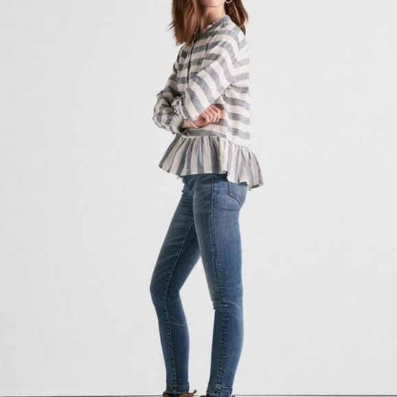 LUCKY BRAND LONG SLEEVE STRIPED PEPLUM TOP - Picture 3 of 8